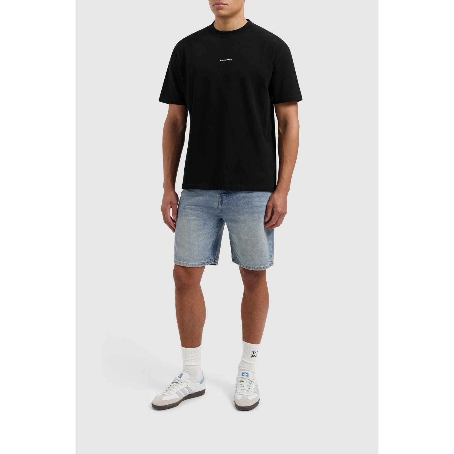 Pure Path denim regular short blauw