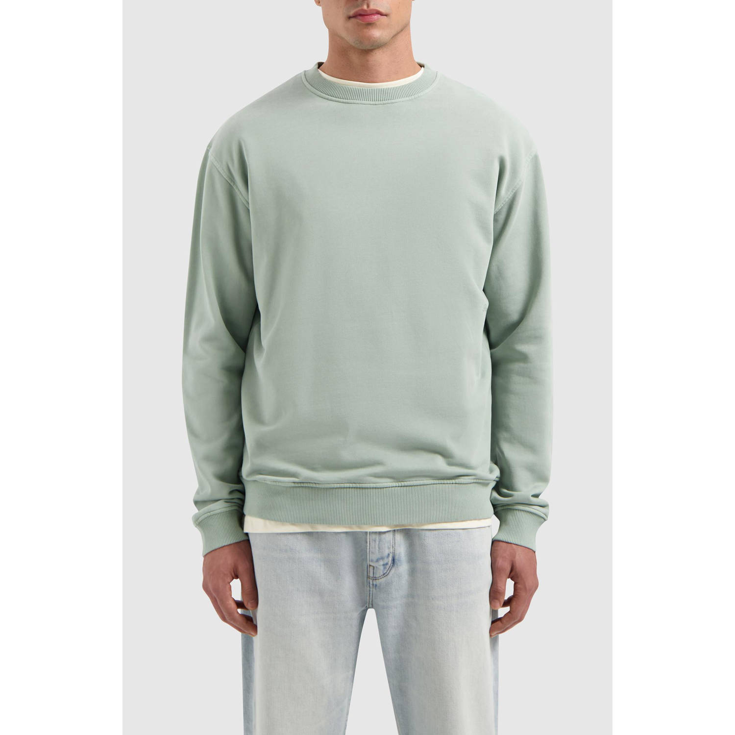 PURE PATH Heren Truien & Vesten Loose Fit Crewneck Ls Sweaters Mint