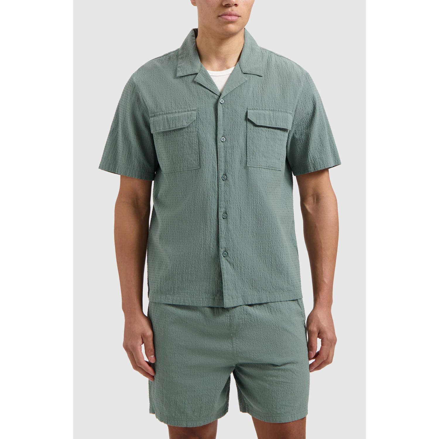 PURE PATH Heren Overhemden Regular Fit Shortsleeve Shirts Groen