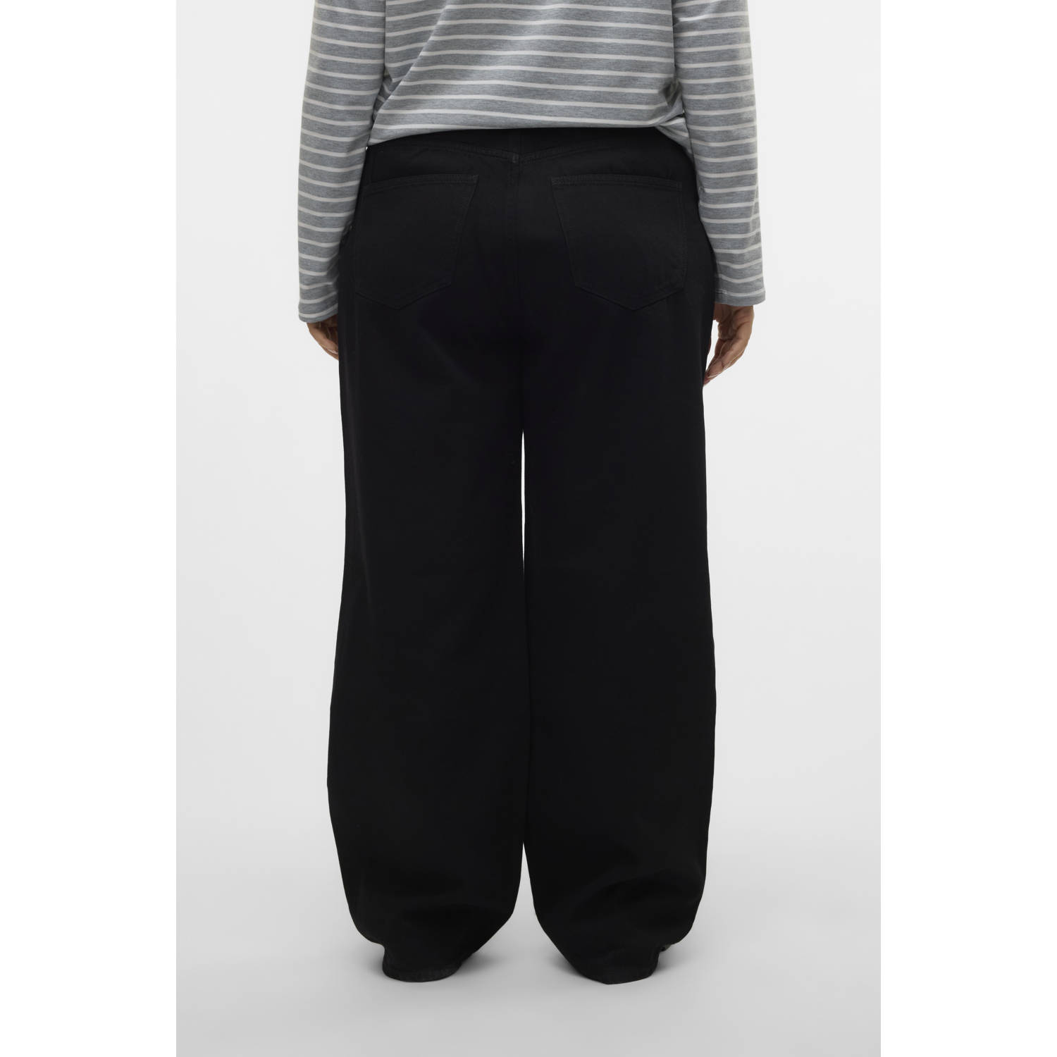 VERO MODA CURVE high waist wide leg jeans black denim