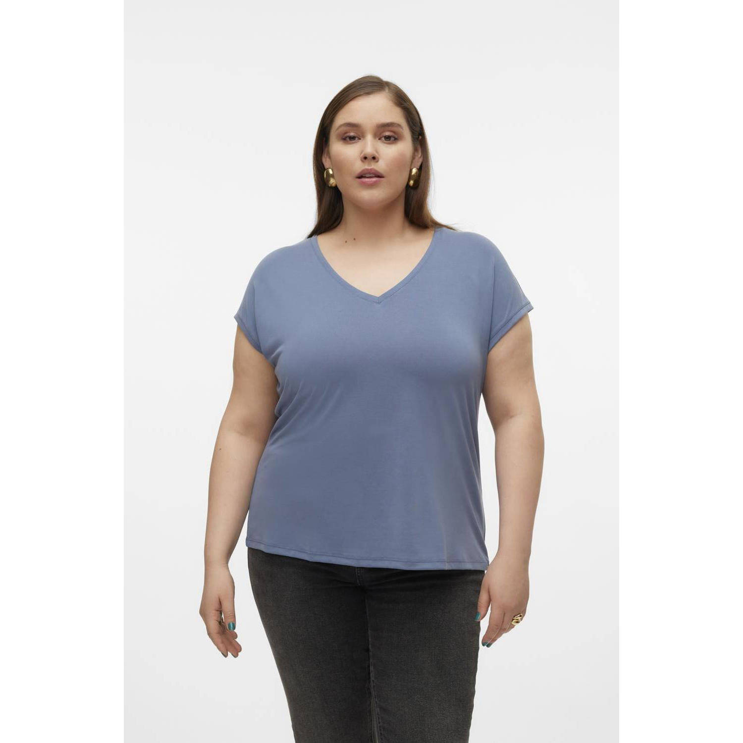 Vero Moda Curve Shirt met V-hals VMFILLI SS V-NECK TEE GA CURVE