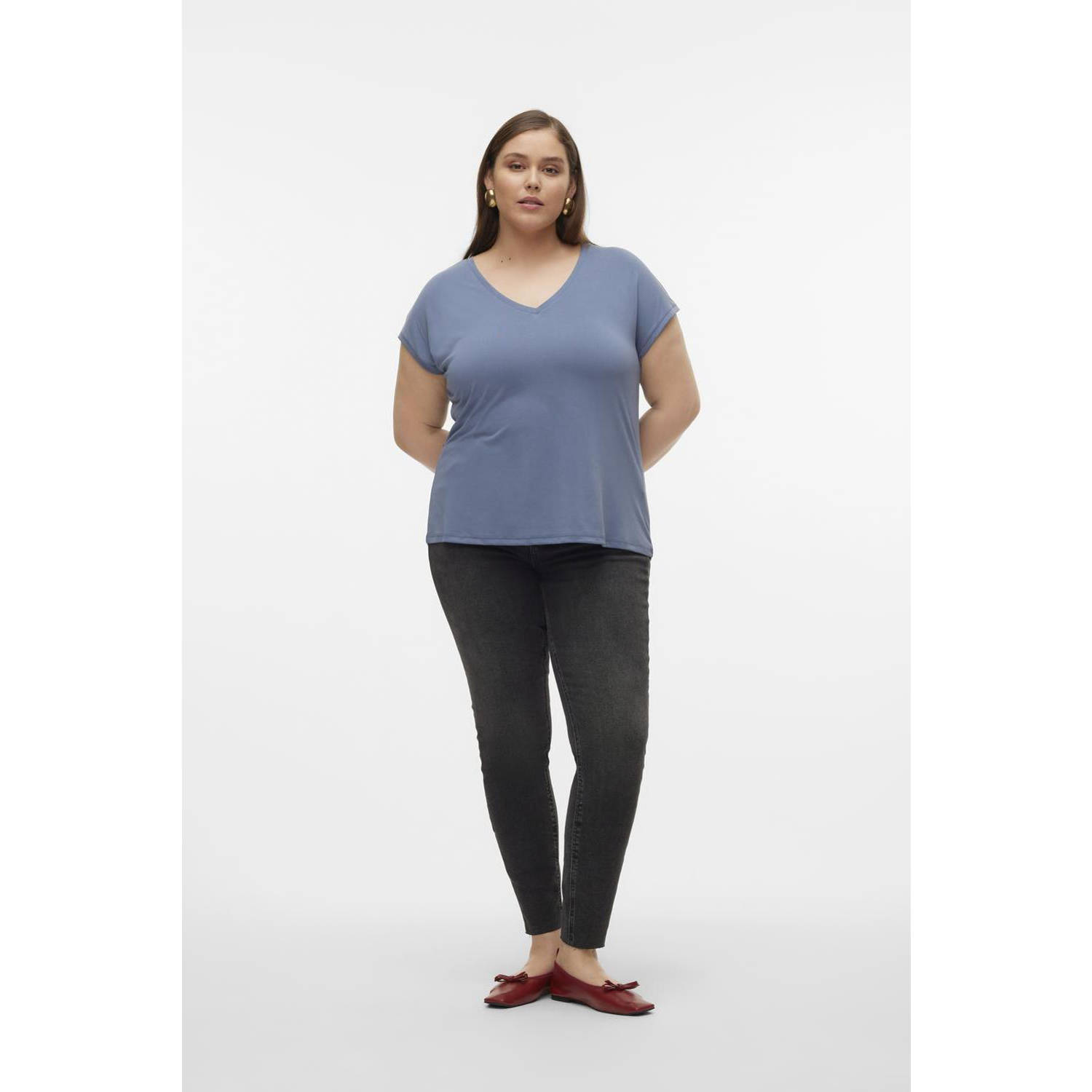 VERO MODA CURVE T-shirt VMFILLI blauw
