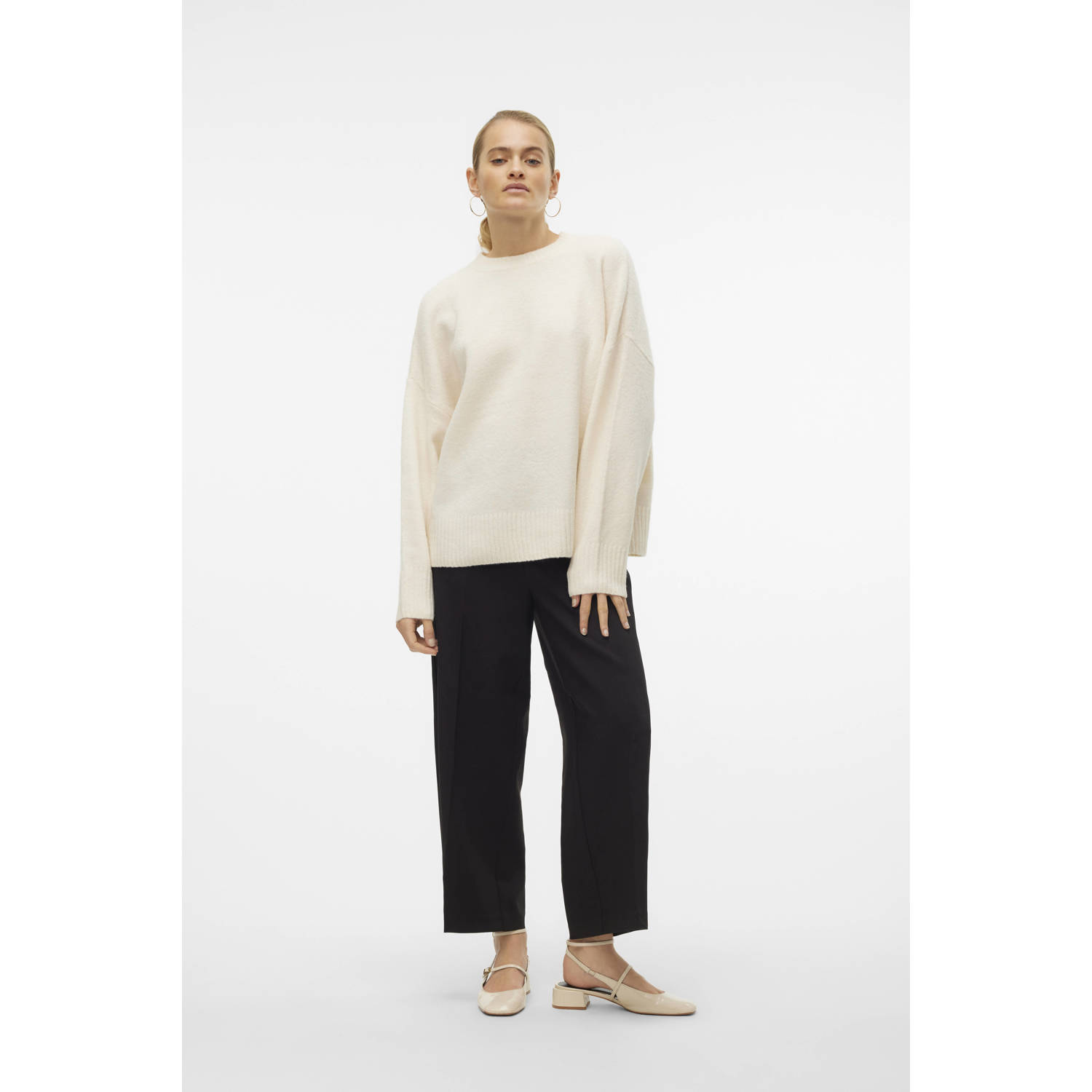 VERO MODA trui taupe gebreid