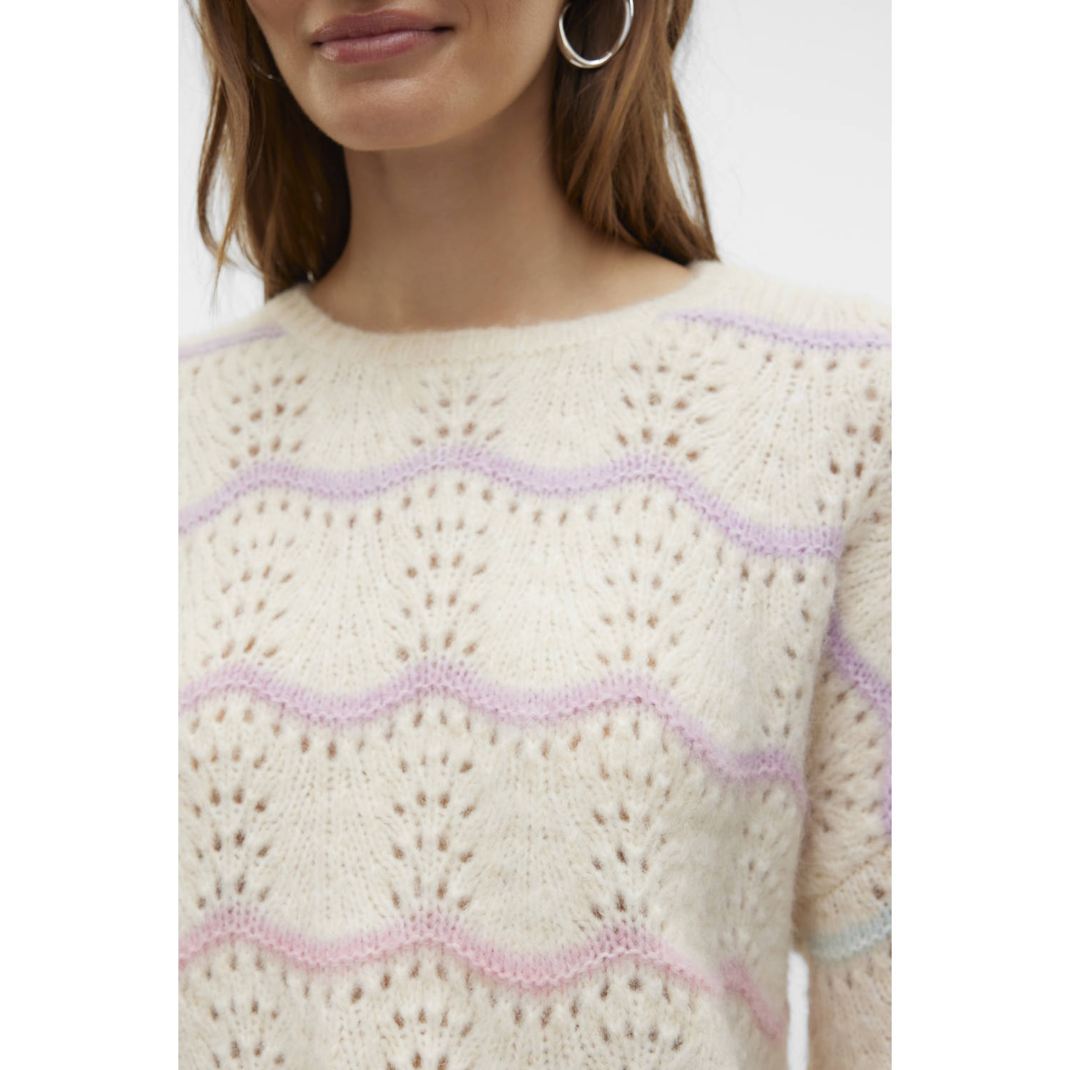 VERO MODA wollen gebreide trui ecru