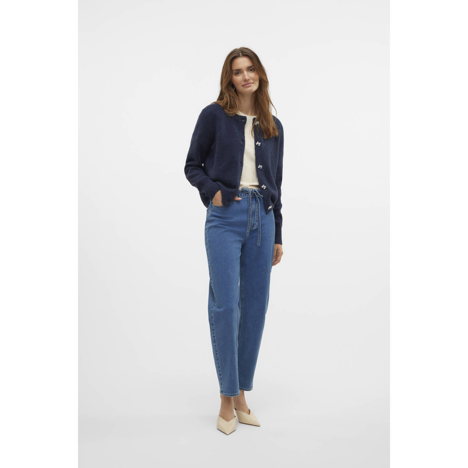 VERO MODA vest VMFIONA met wol marine