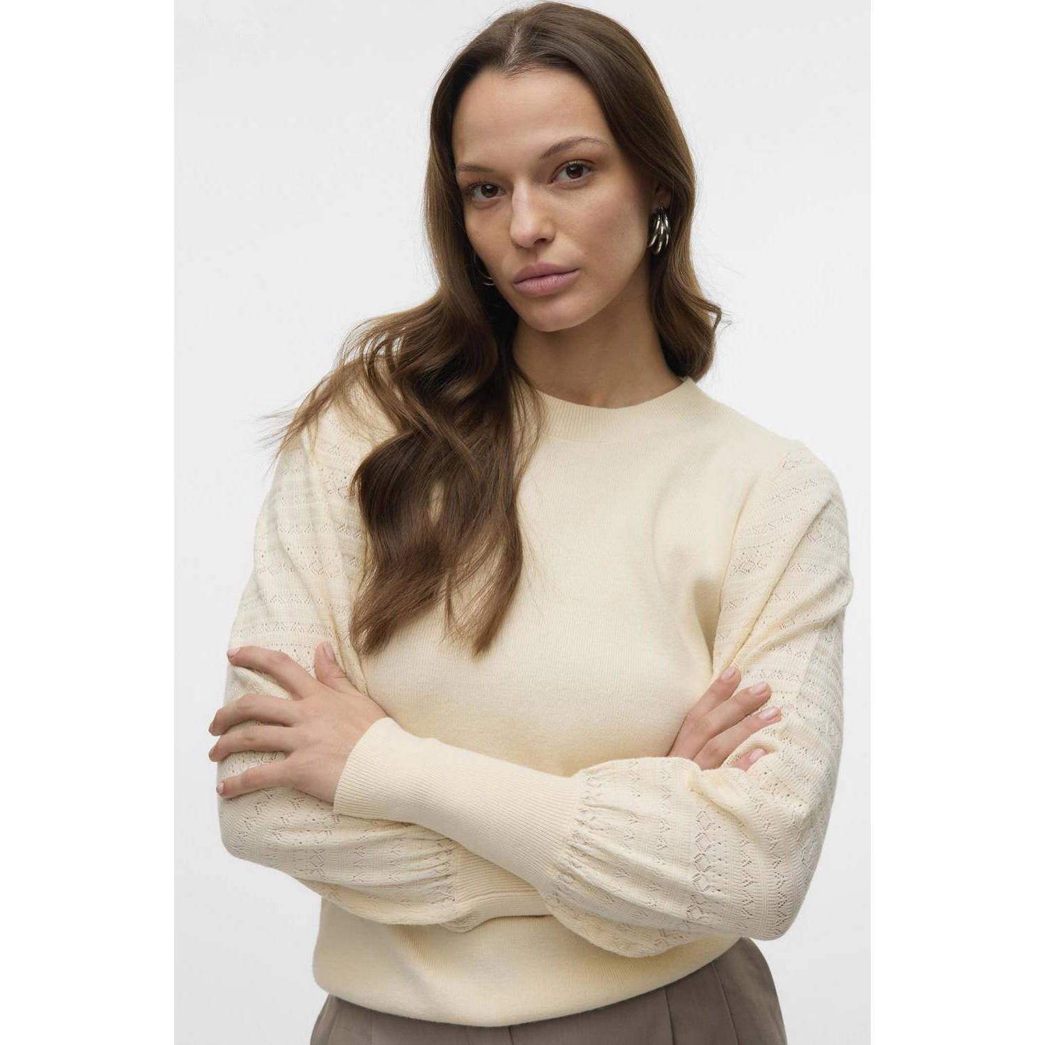 VERO MODA gebreide trui ecru