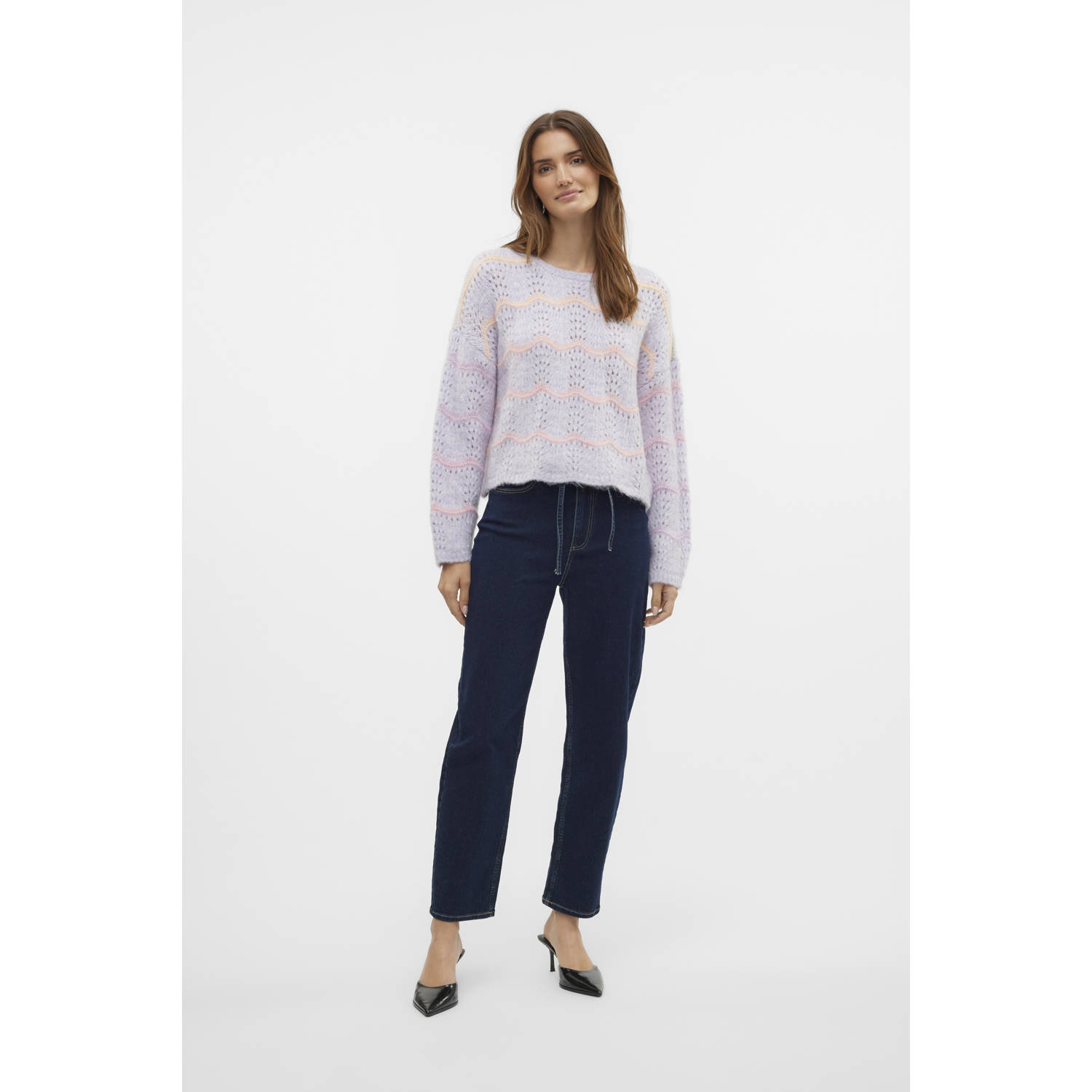 VERO MODA wollen gebreide trui lila