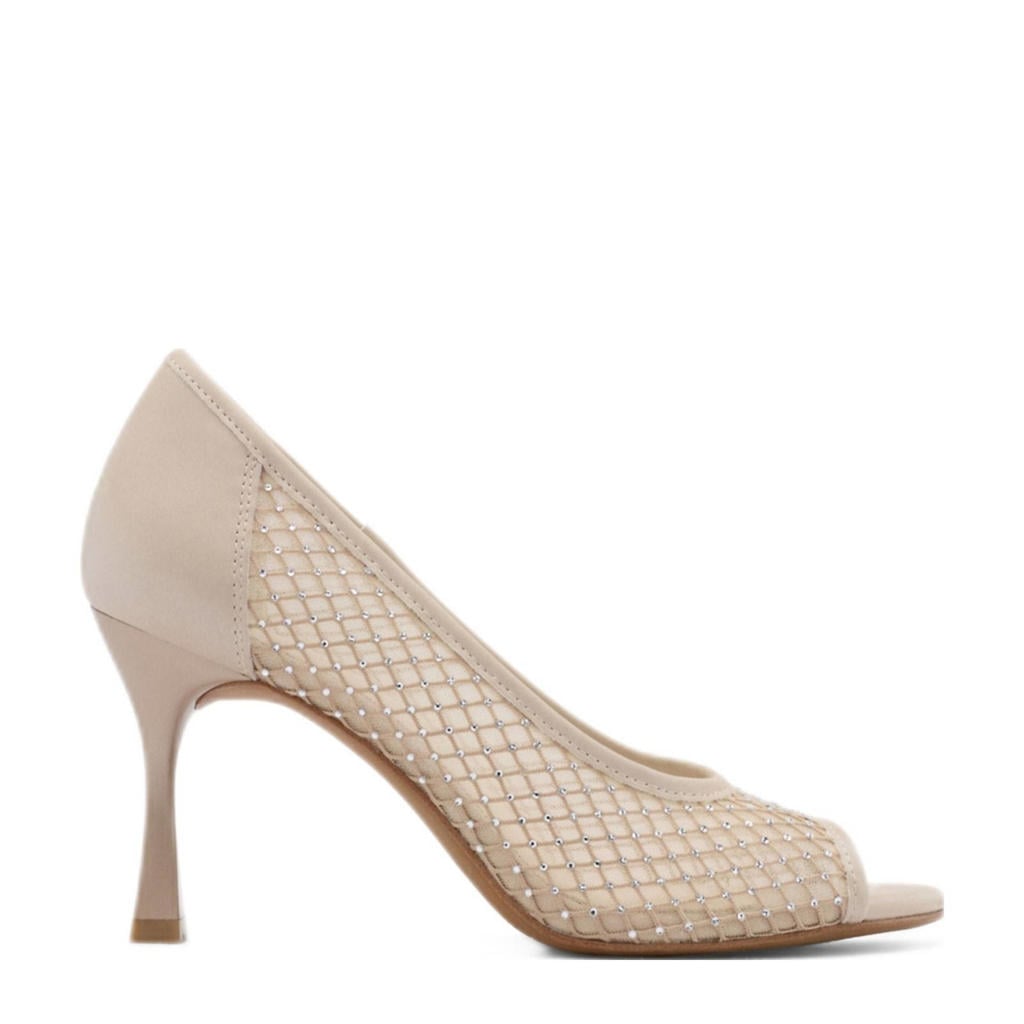Beige dames Graceland pumps van textiel