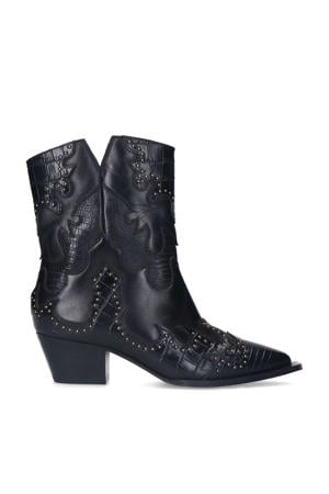 leren cowboylaarzen zwart