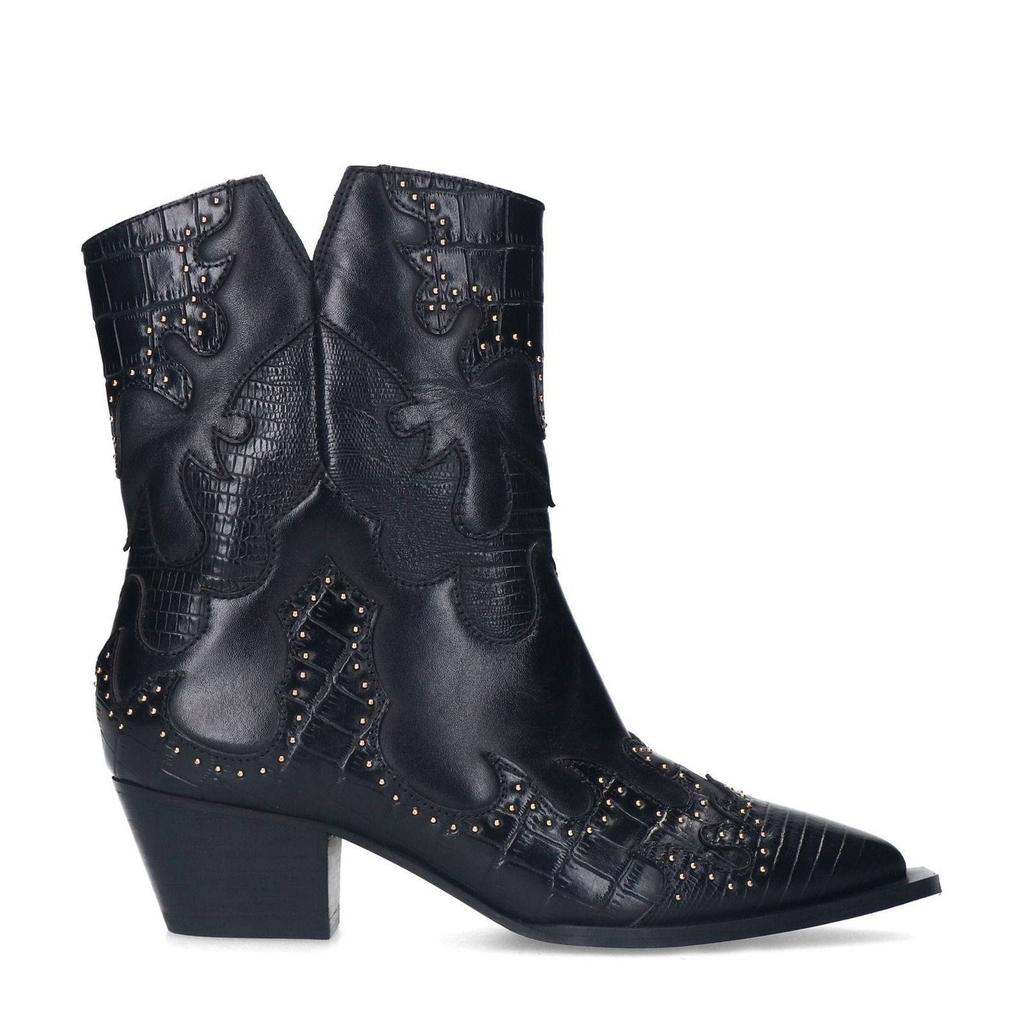 Zwarte dames Sacha leren cowboylaarzen