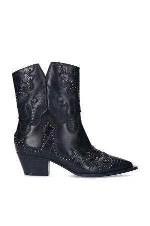 leren cowboylaarzen zwart
