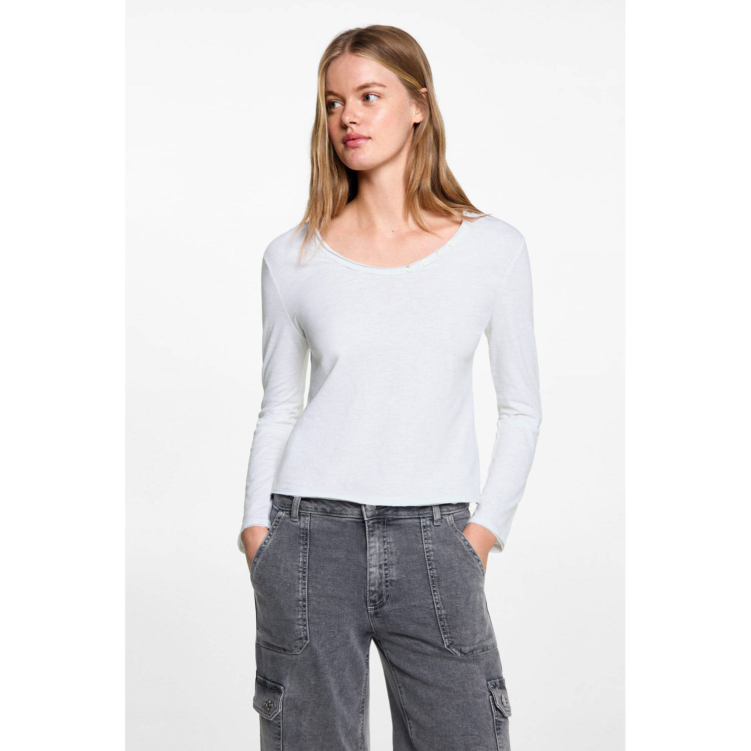 MANGO TEEN longsleeve naturel wit