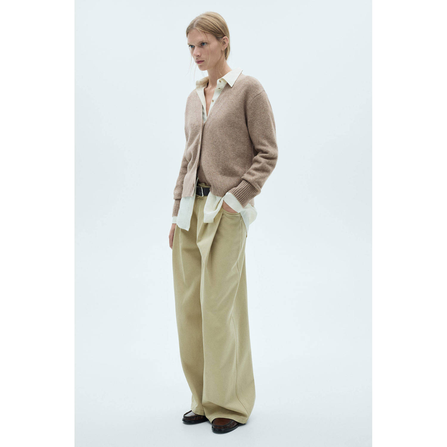 Mango vest bruin fijn gebreid