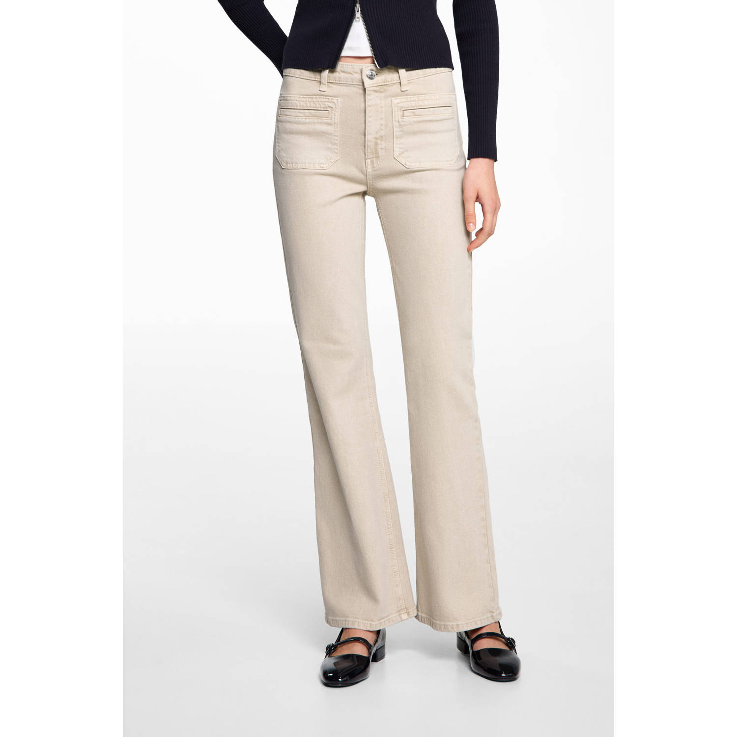 MANGO TEEN flared casual broek beige