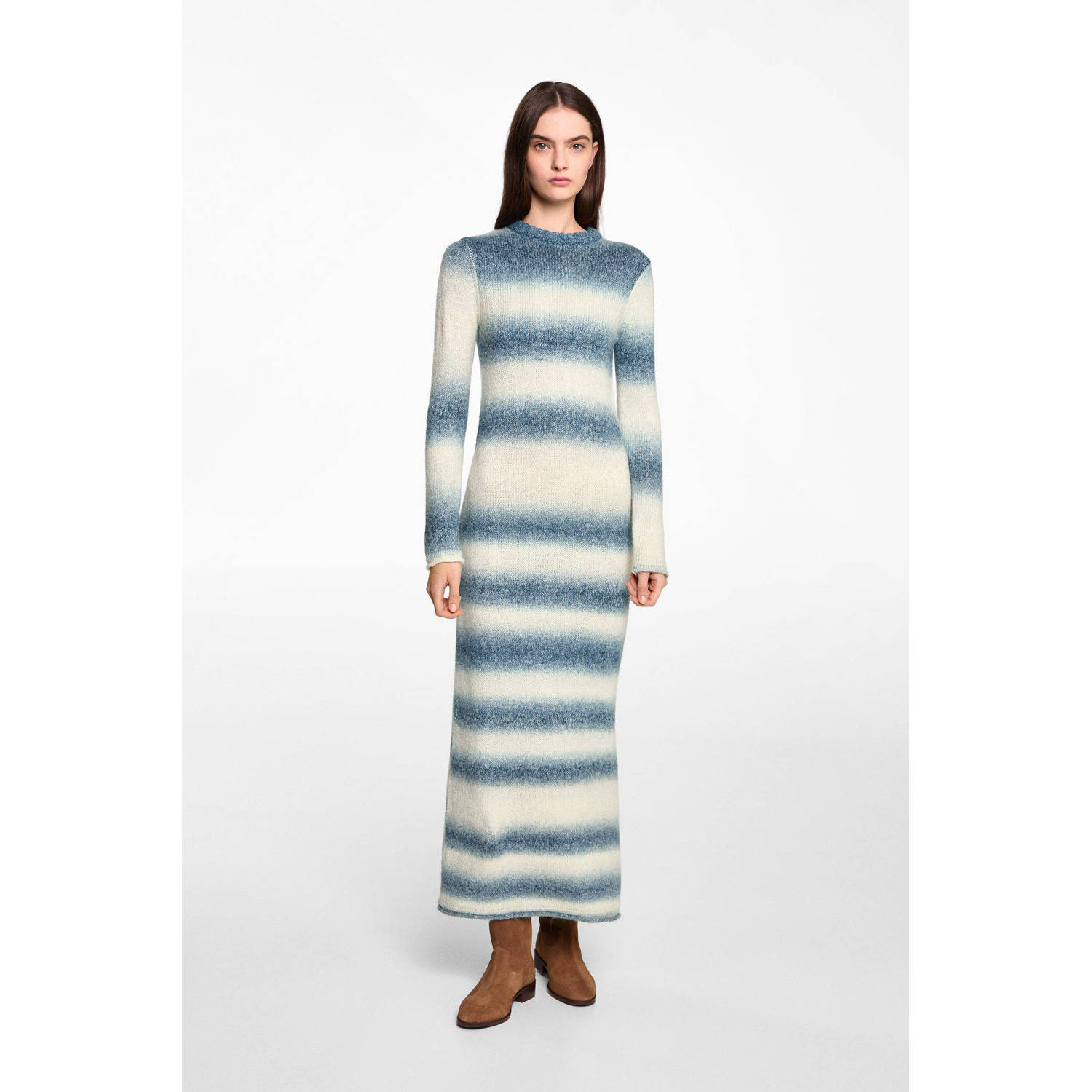 MANGO TEEN maxi jurk grof gebreid blauw