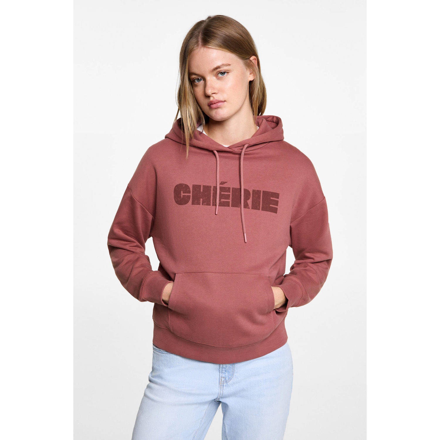 MANGO TEEN hoodie met tekst steenrood