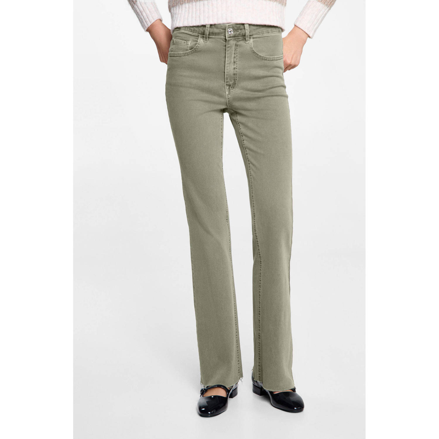 MANGO TEEN flared casual broek groen