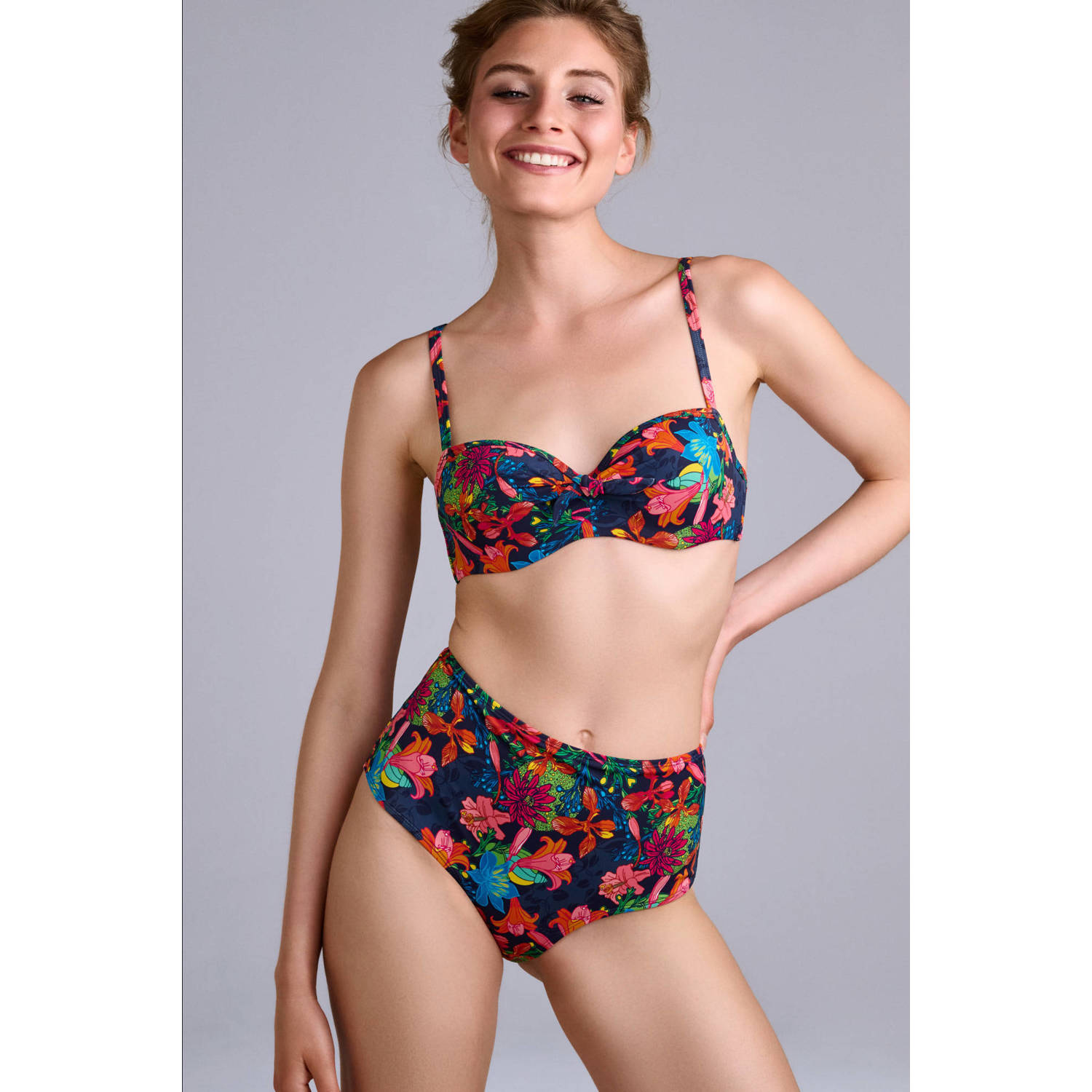 Marlies dekkers high waist bikinibroekje Thalassa donkerblauw multi