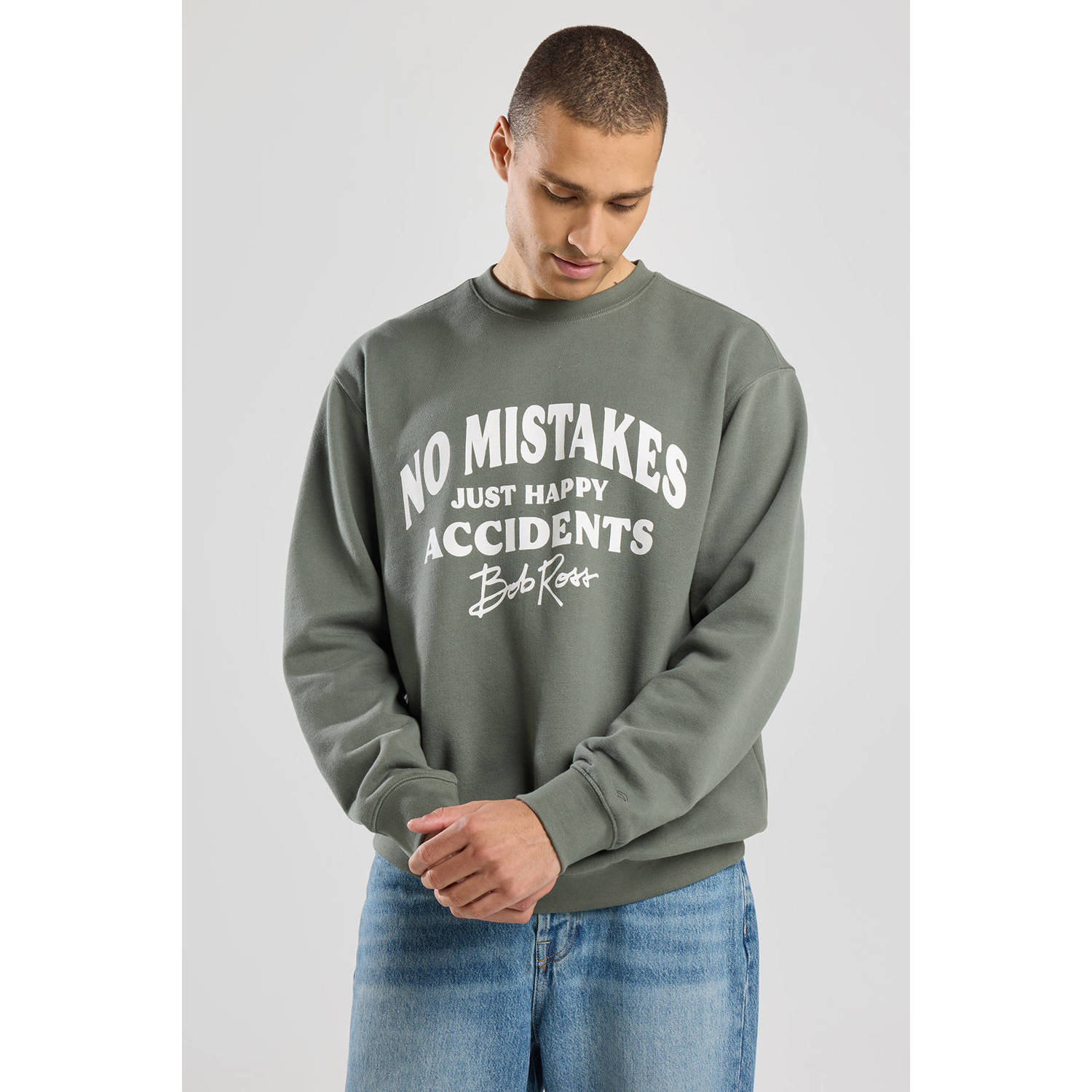 America Today sweater Smith met printopdruk groen