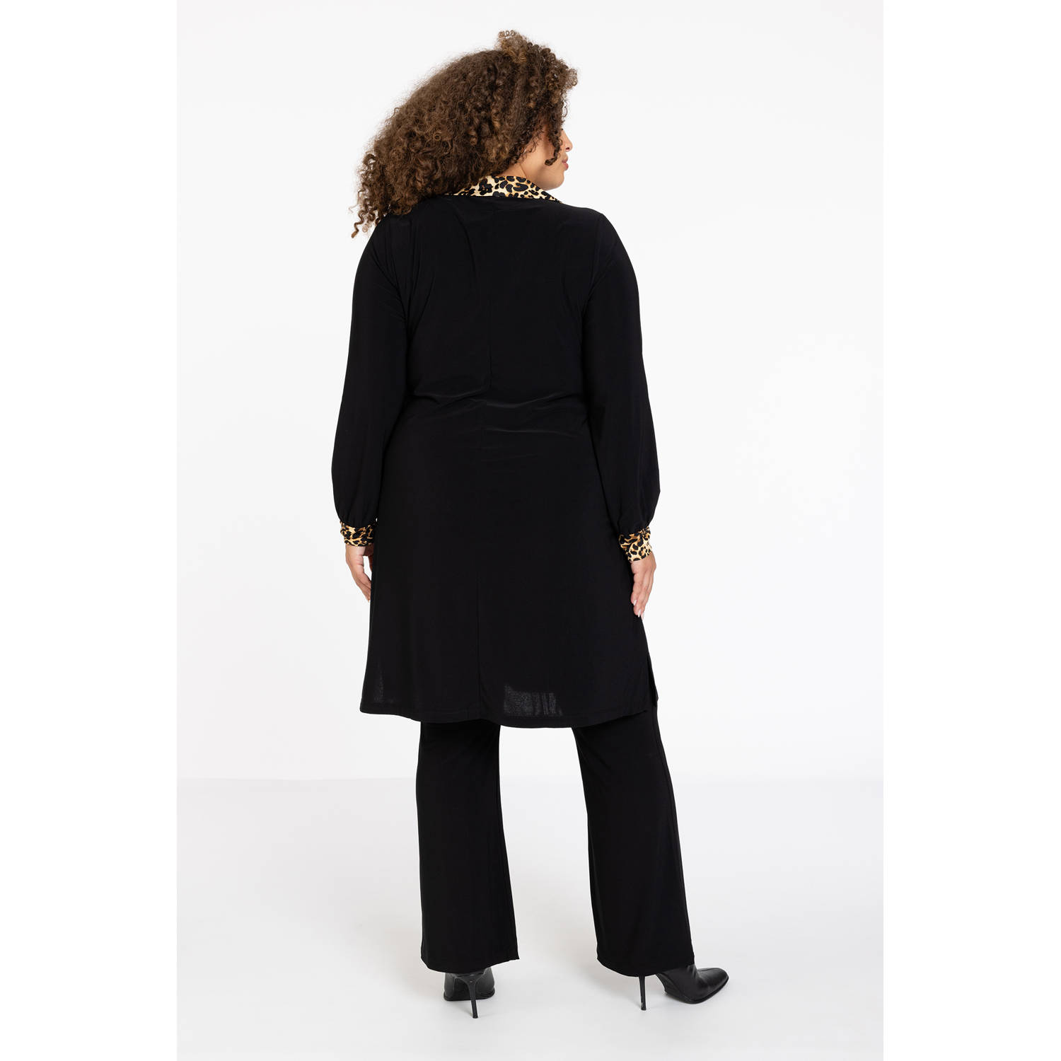 YOEK Lovers Collection jurk met panterprint zwart bruin