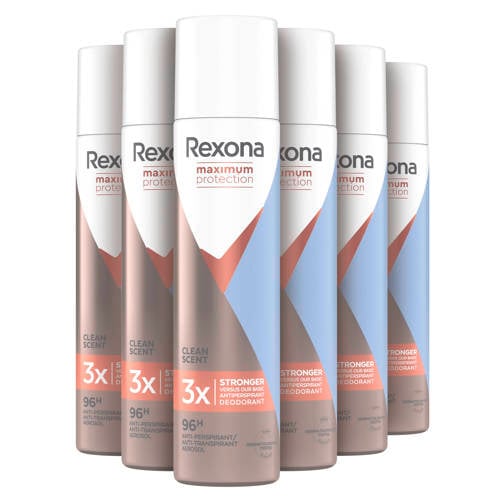 Wehkamp Rexona Women Maximum Protection Clean Scent anti-transpirant spray - 6 x 100 ml aanbieding