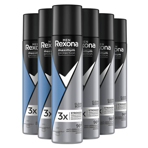 Wehkamp Rexona Men Maximum Protection Clean Scent anti-transpirant spray - 6 x 100 ml aanbieding