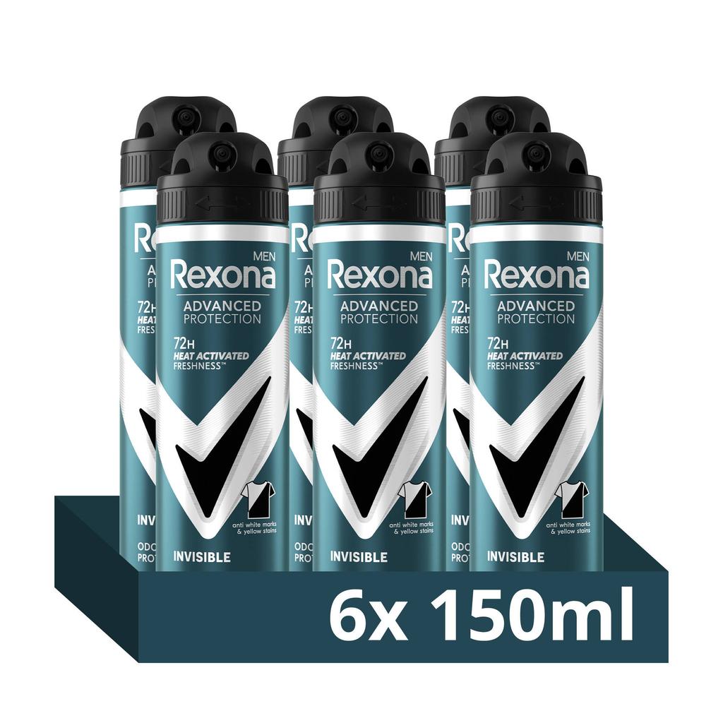 Rexona Men Advanced Protection Invisible anti-transpirant deodorant spray - 6 x 150 ml
