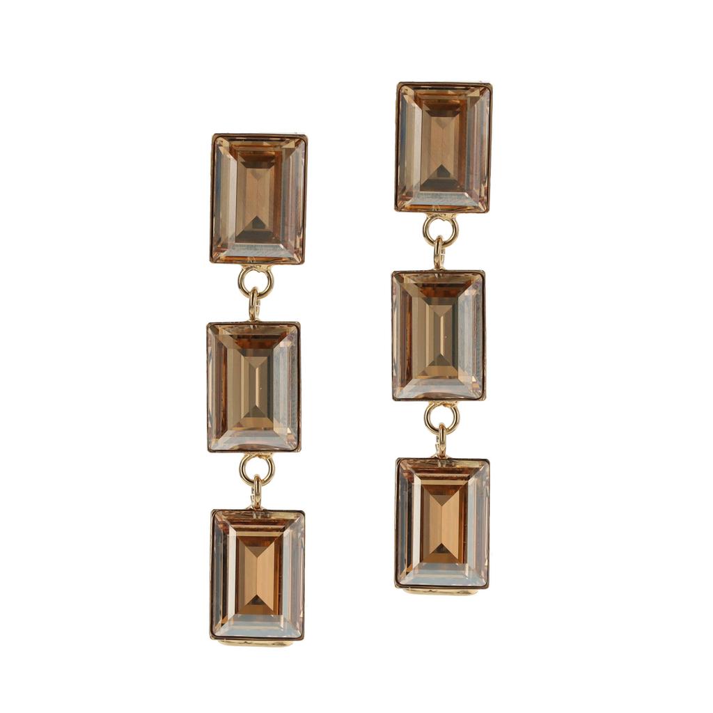 Otazu gold plated oorbellen met Swarovski Kristallen Triple Mystic