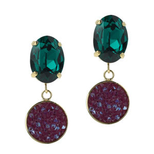 gold plated oorbellen met Swarovski Kristallen