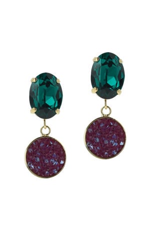 gold plated oorbellen met Swarovski Kristallen