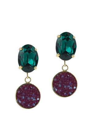 gold plated oorbellen met Swarovski Kristallen