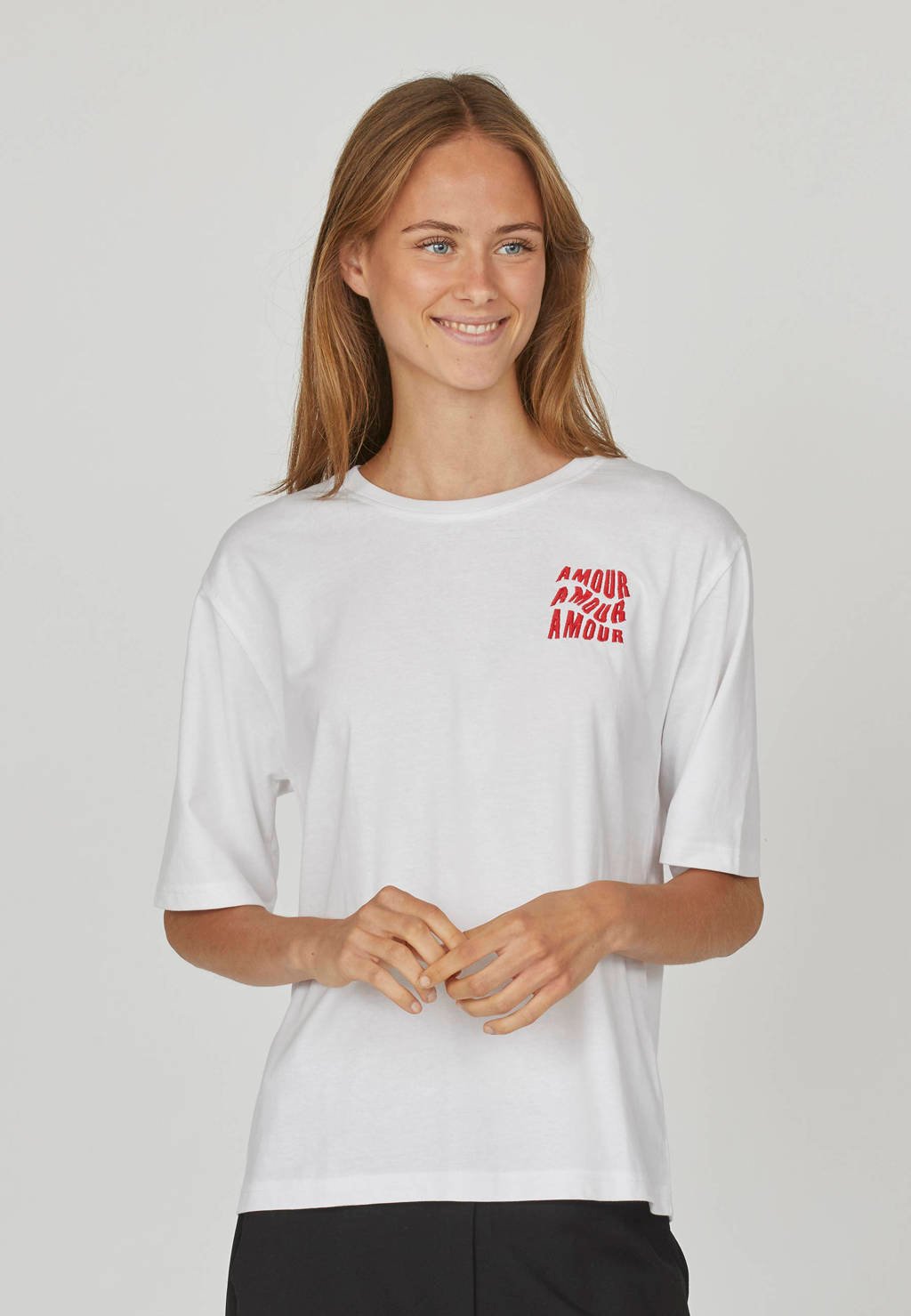 SisterS Point T-shirt met tekst en borduursels wit wehkamp