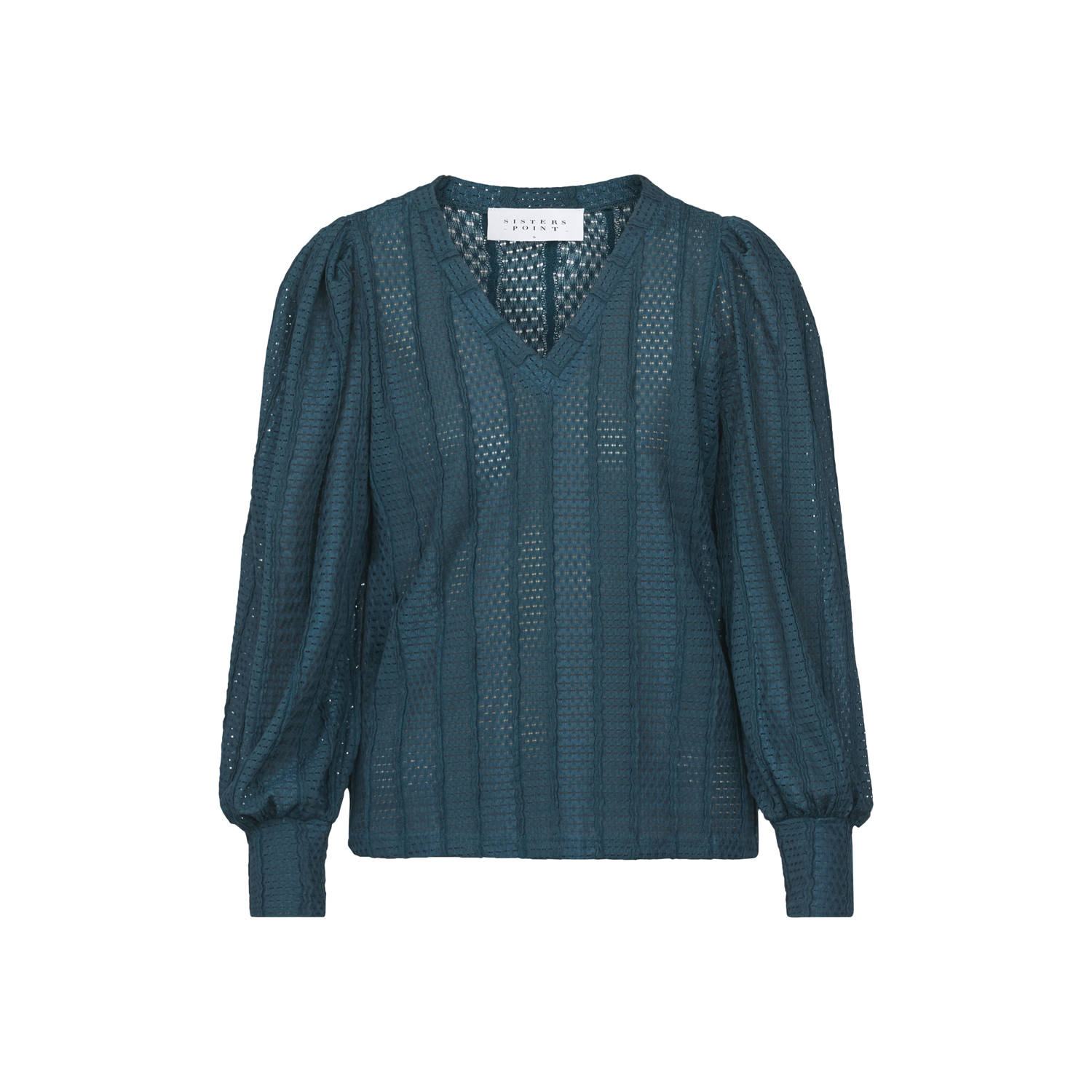 SisterS Point semi-transparante blouse petrol