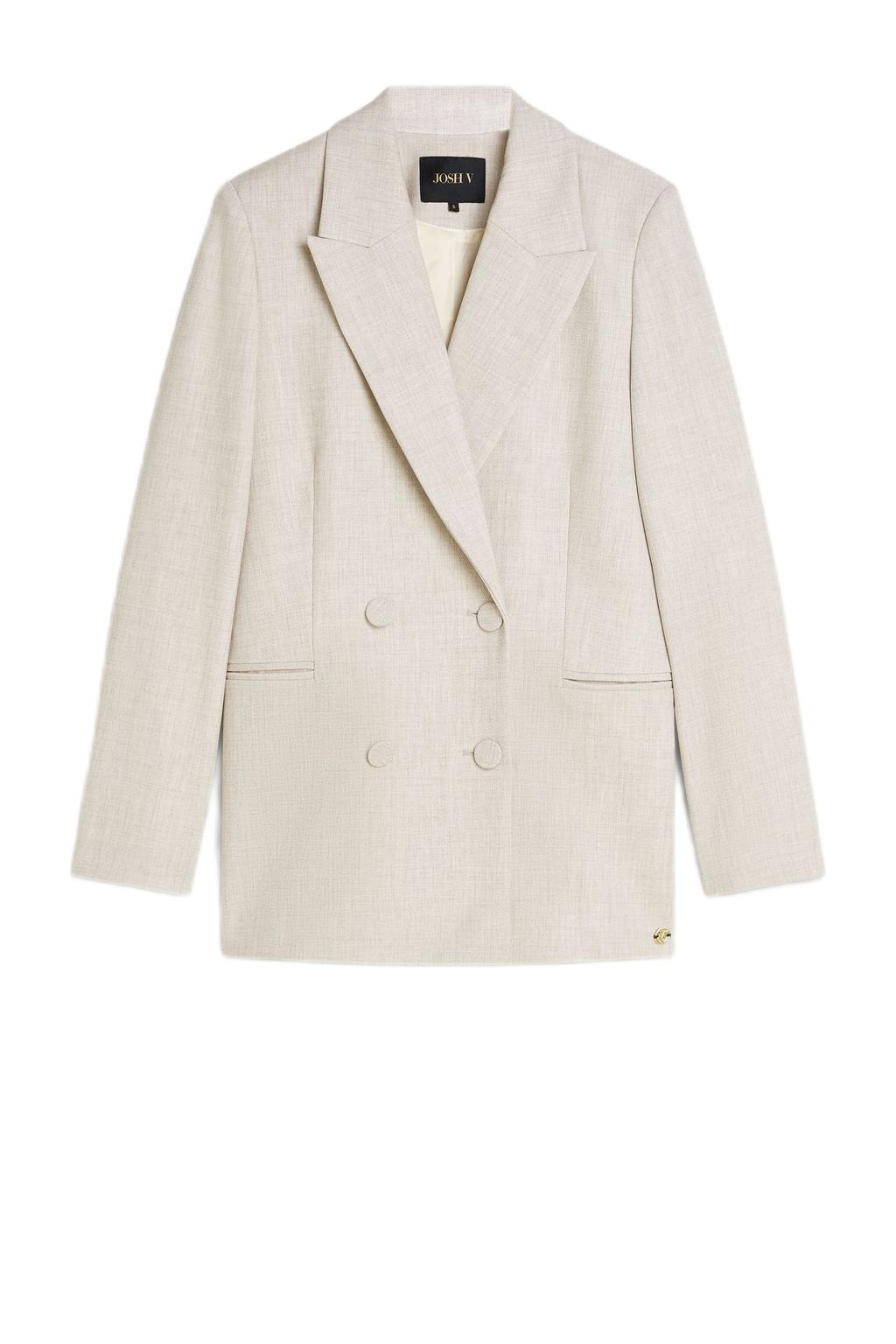 Grijs melange dames JOSH V gemêleerde rechtvallende blazer melange van polyester met lange mouwen en reverskraag