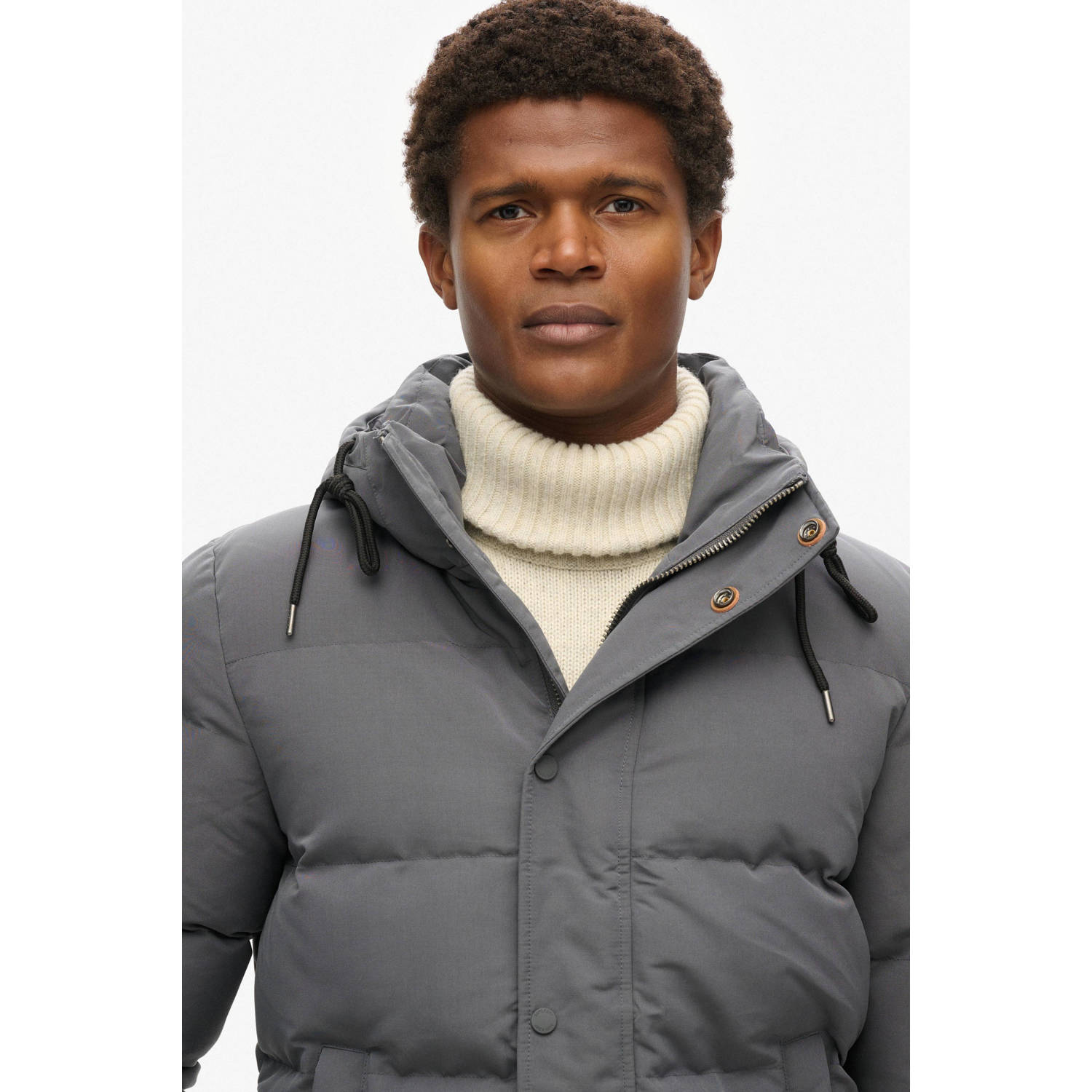 Superdry gewatteerde jas grijs