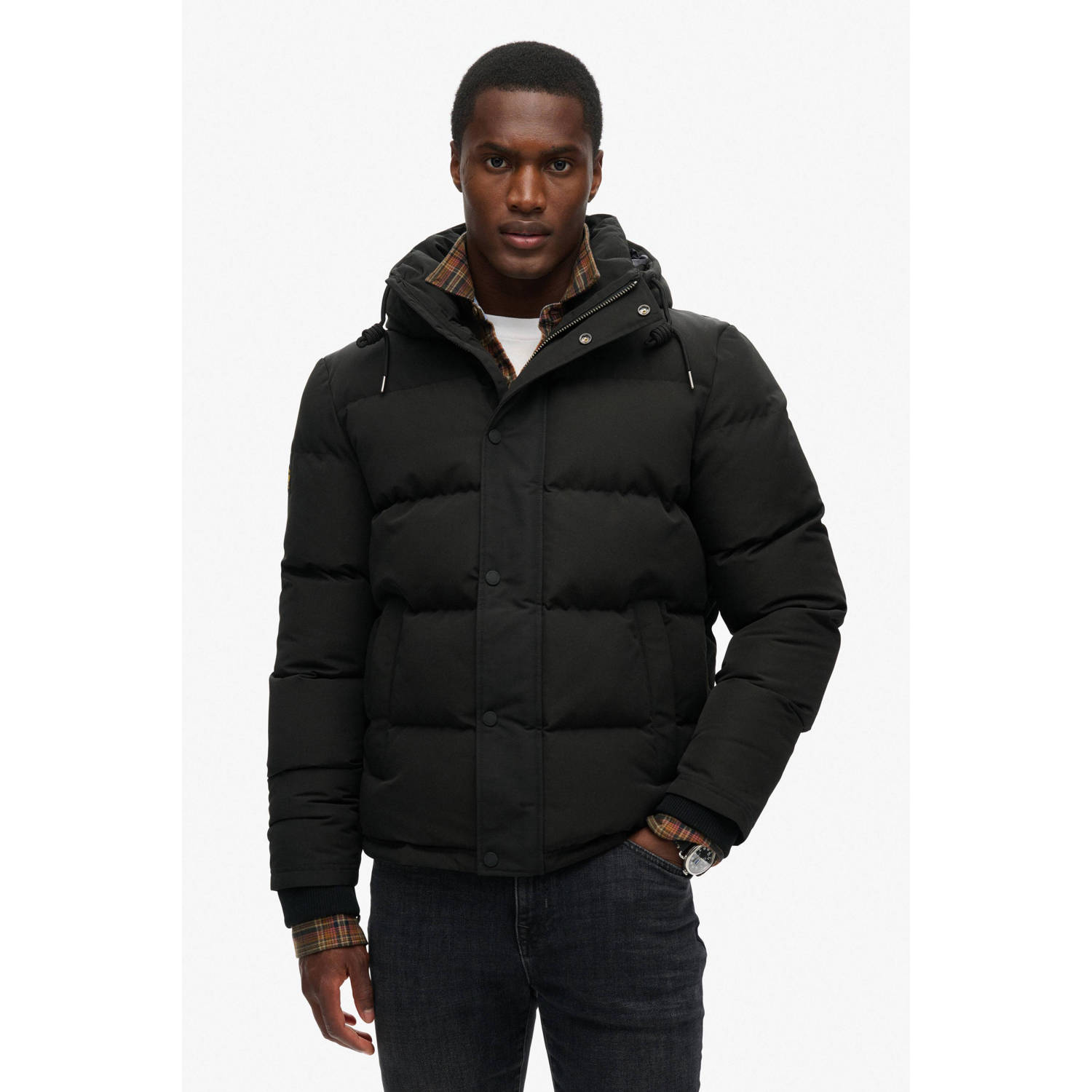 Superdry gewatteerde jas zwart