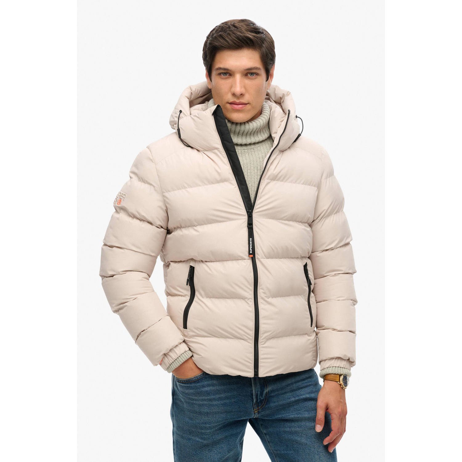 Superdry gewatteerde jas ecru