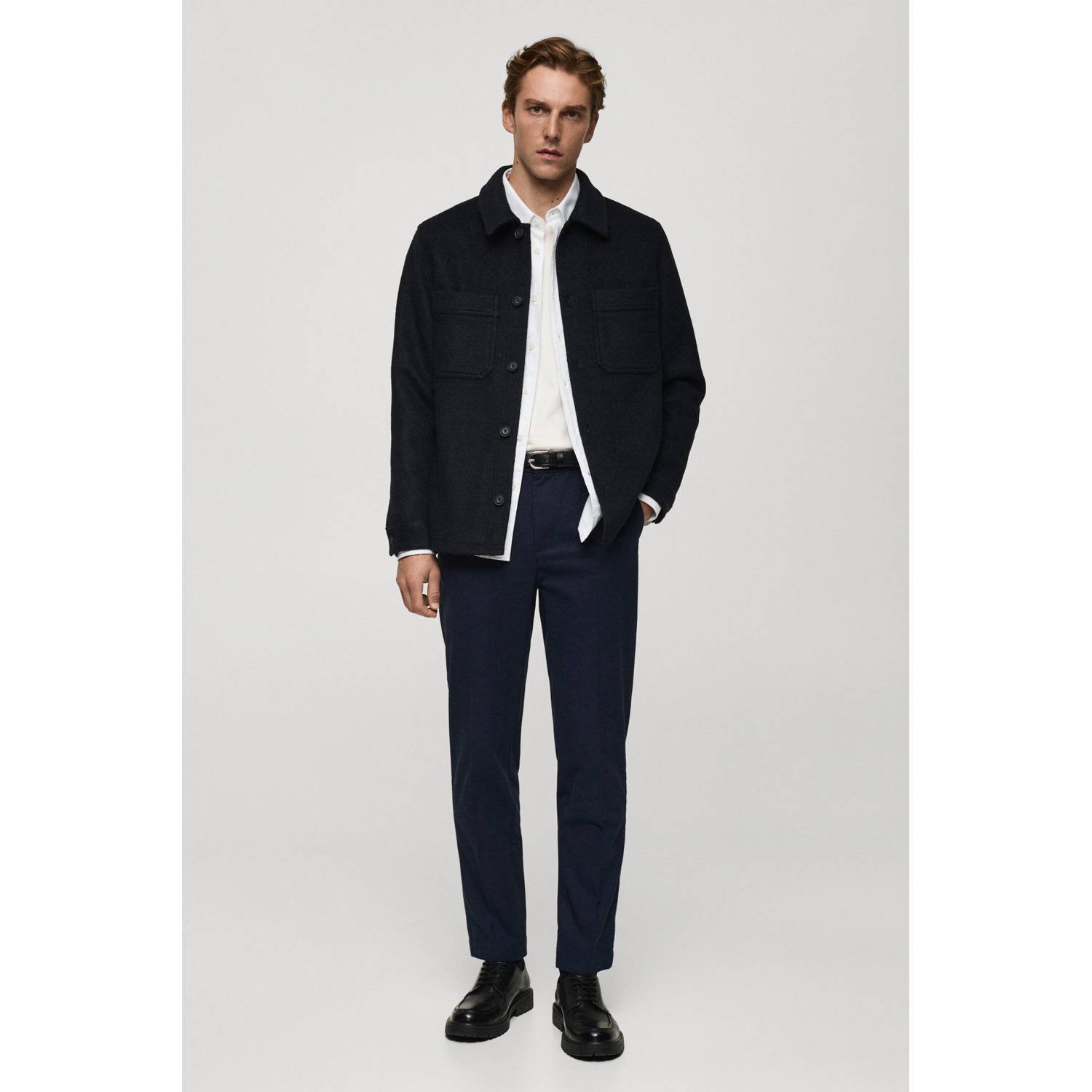 Mango Man slim pantalon donkerblauw