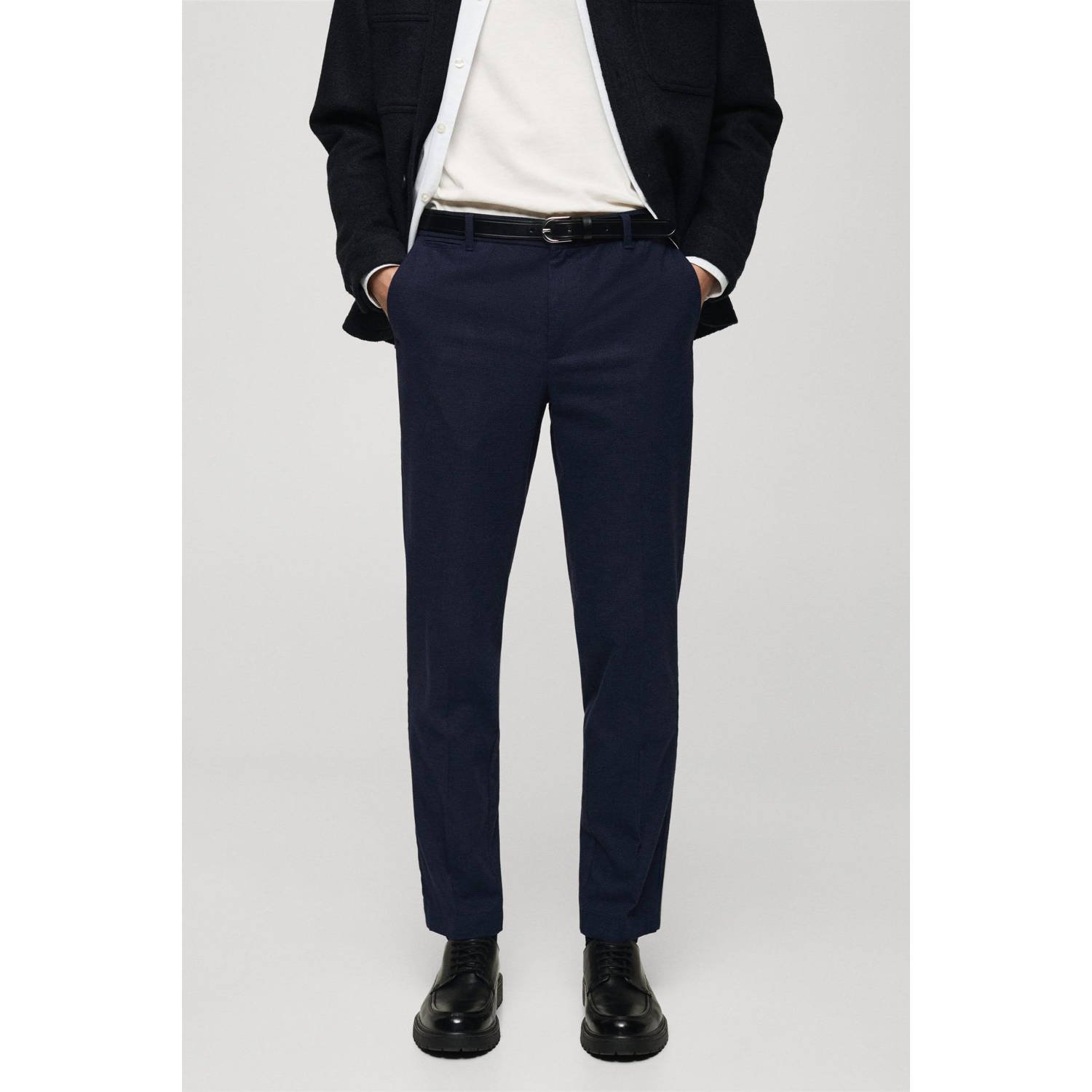 Mango Man slim pantalon donkerblauw