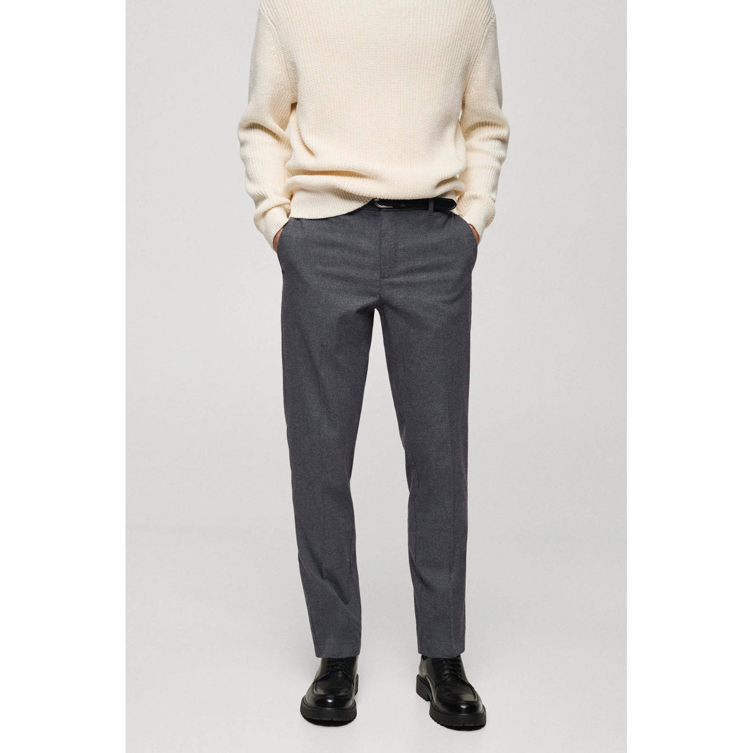 Mango Man slim pantalon grijs