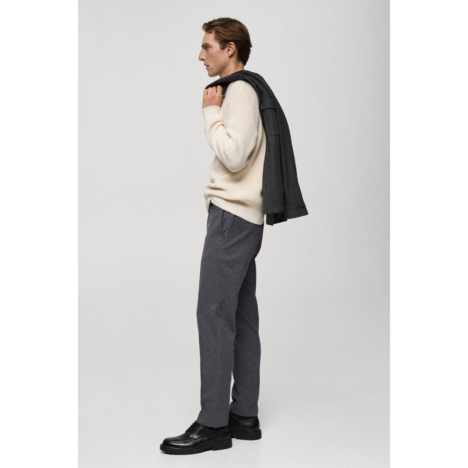 Mango Man slim pantalon grijs
