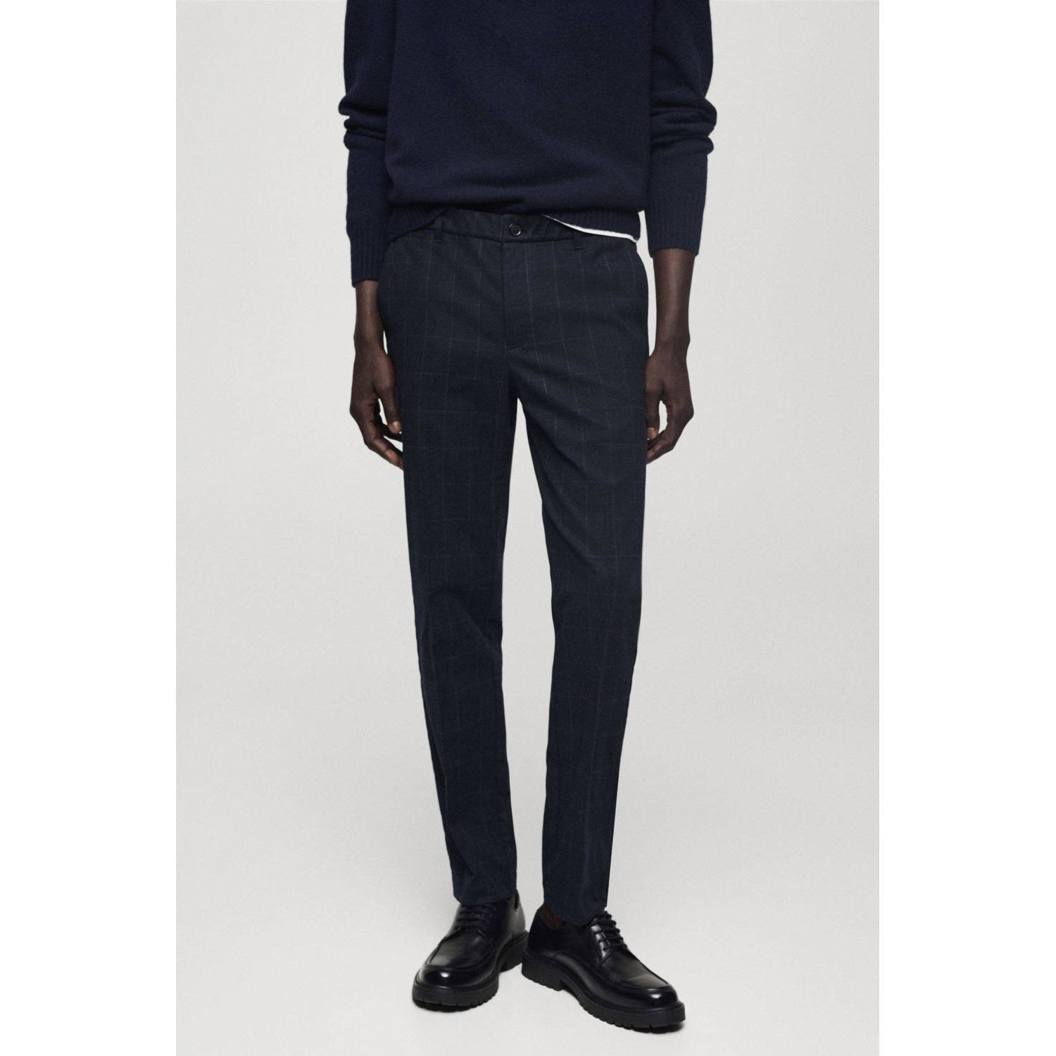 Mango Man slim pantalon donkerblauw