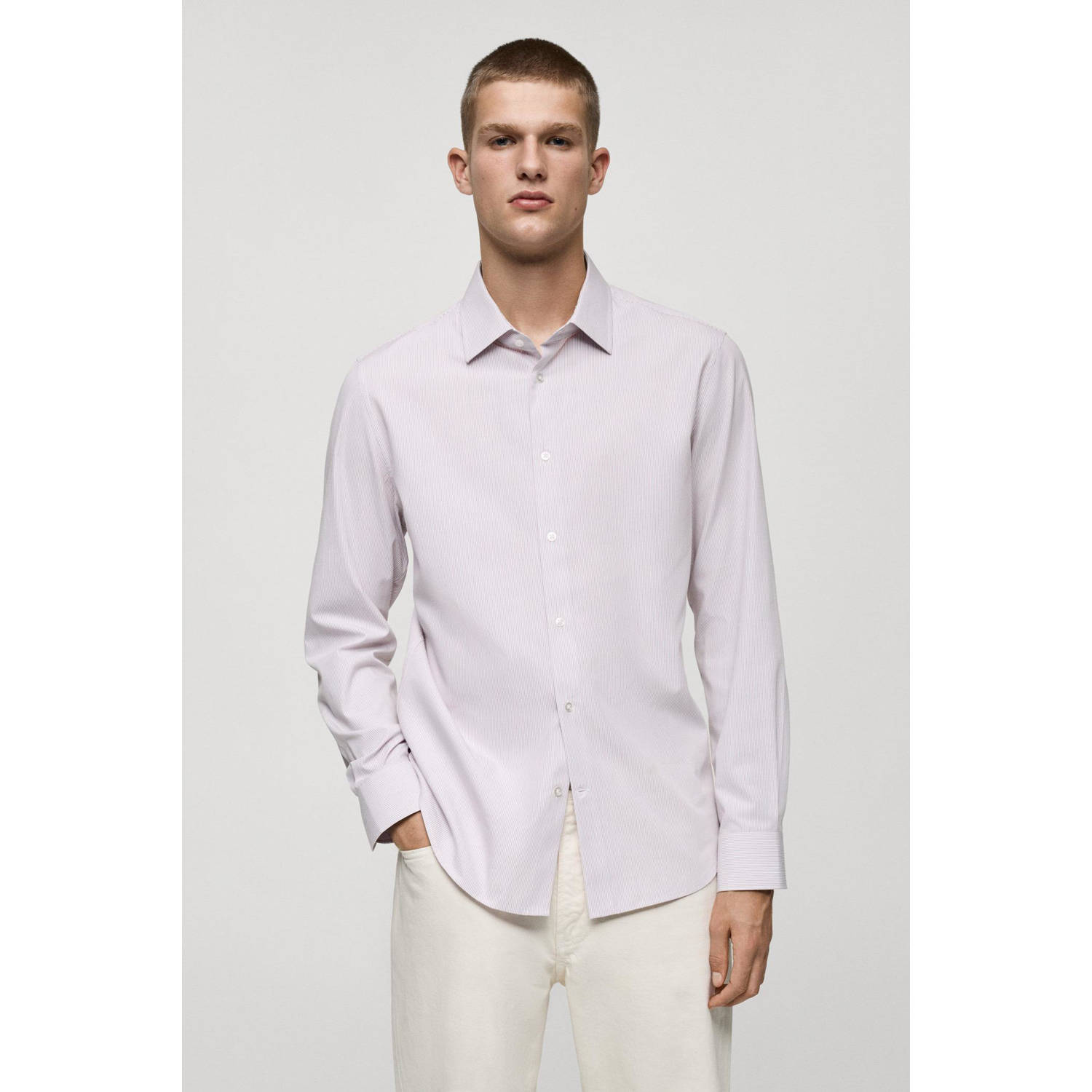 Mango Man casual overhemd roze