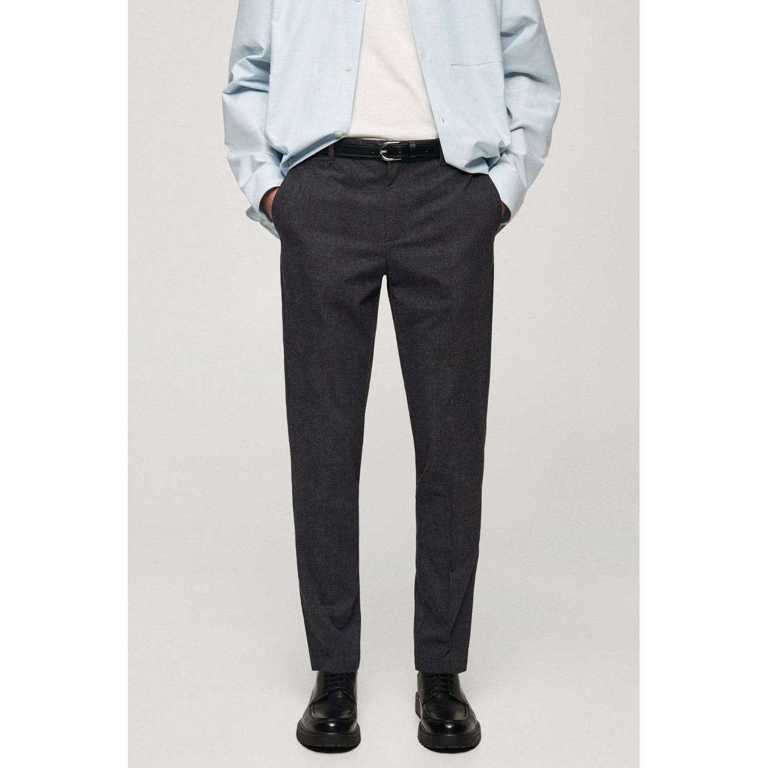 Mango Man slim pantalon grijs