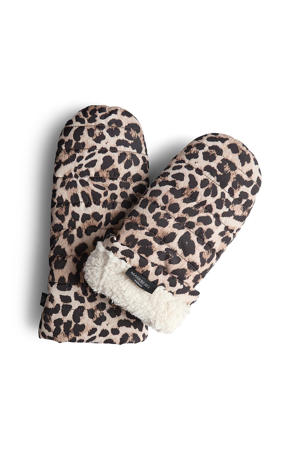 wanten met panterprint Celina bruin