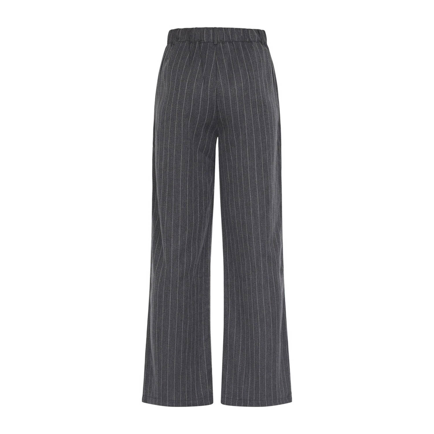 SisterS Point high waist straight fit broek met krijtstreep grijs