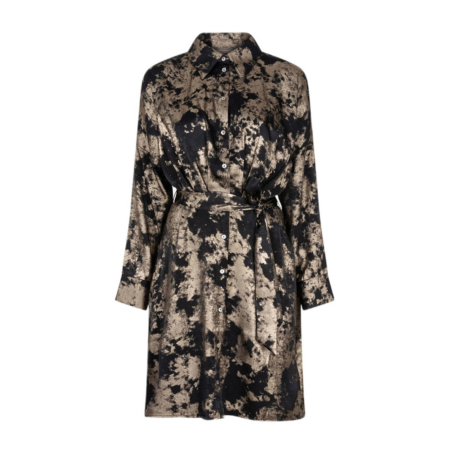 Esqualo jurk met all over print zwart goud