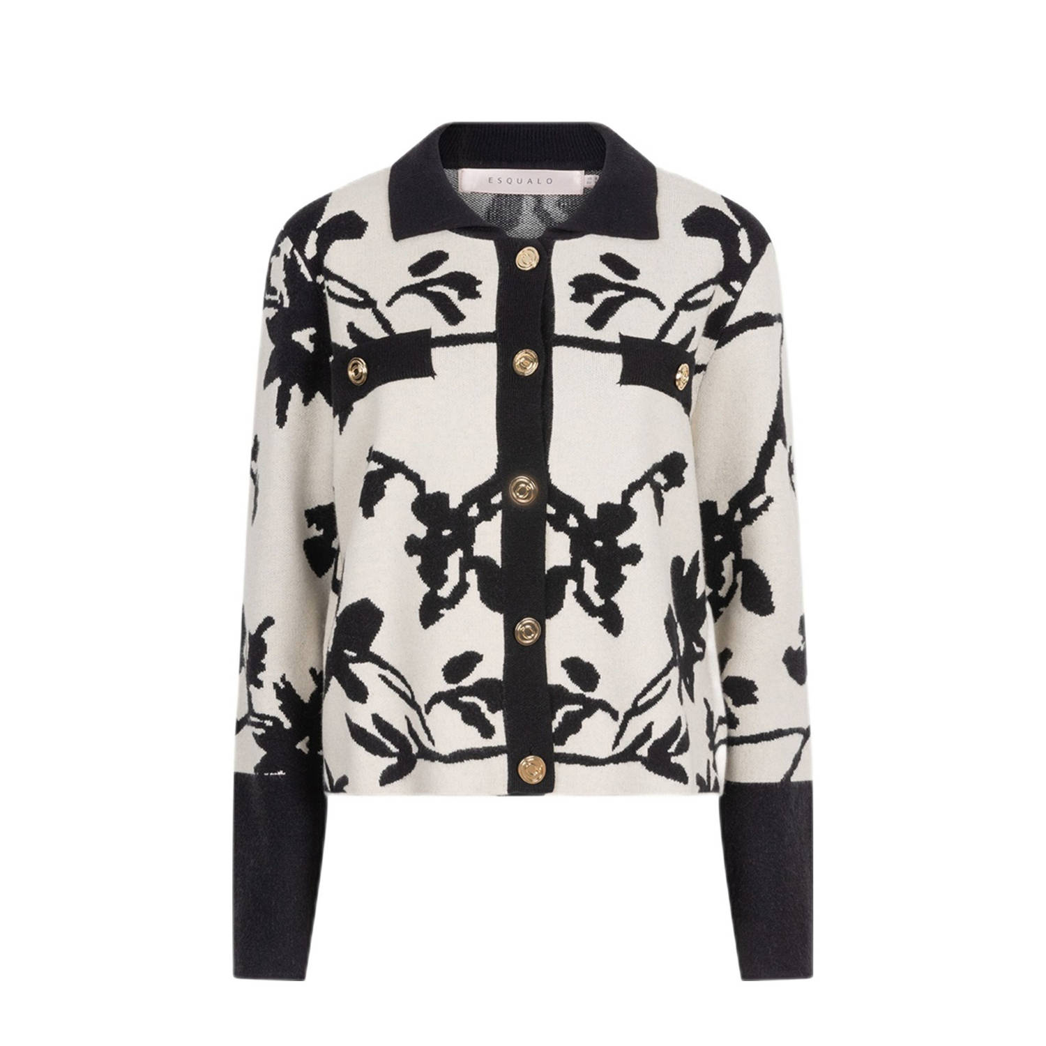 Esqualo Korte Jacquard Cardigan Print Beige Dames