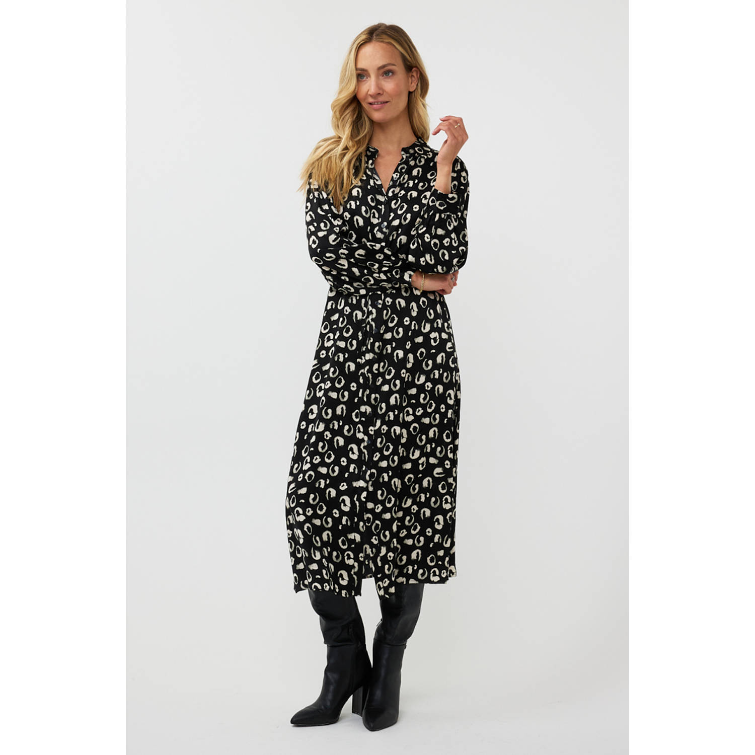 Esqualo jurk met panterprint zwart wit