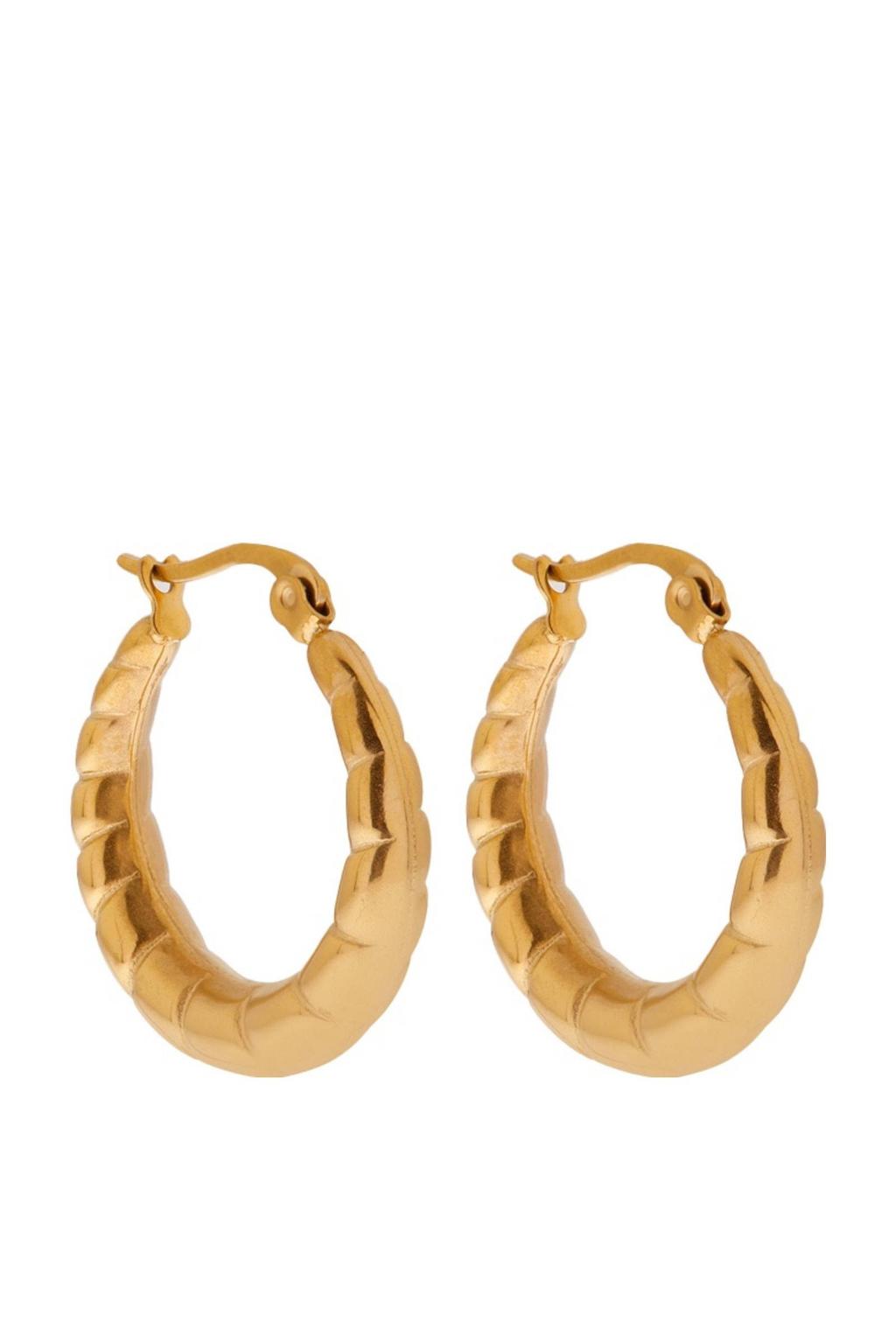 Label Kiki gold plated oorbellen Big Stripes Hoops